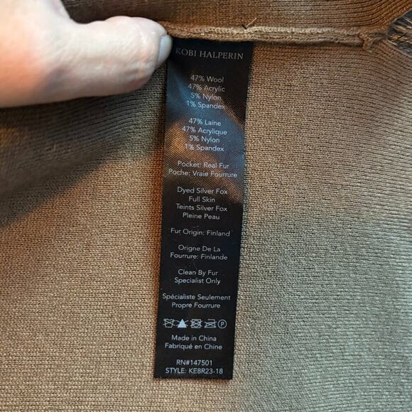 KOBI HALPERIN | Women's Tan Knit Sweater Vest with Fur-Lined Pockets Size Small - Picture 3 of 5